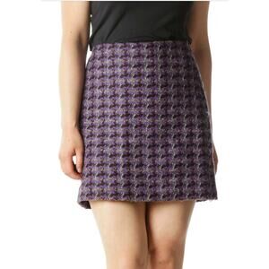 J.Crew Purple and Black Tweed mini Skirt Wool Blend Size 10 NWT